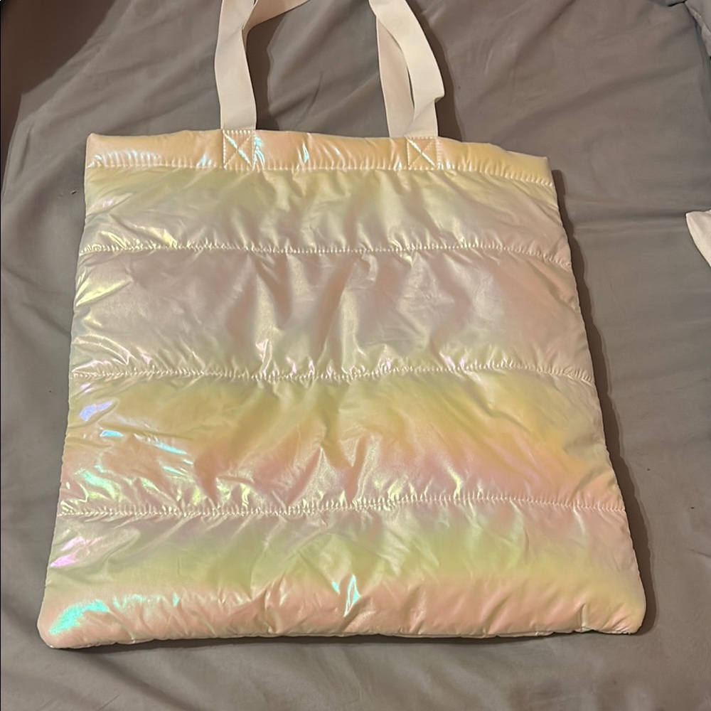 Iridescent/Metallic White Tote Bag